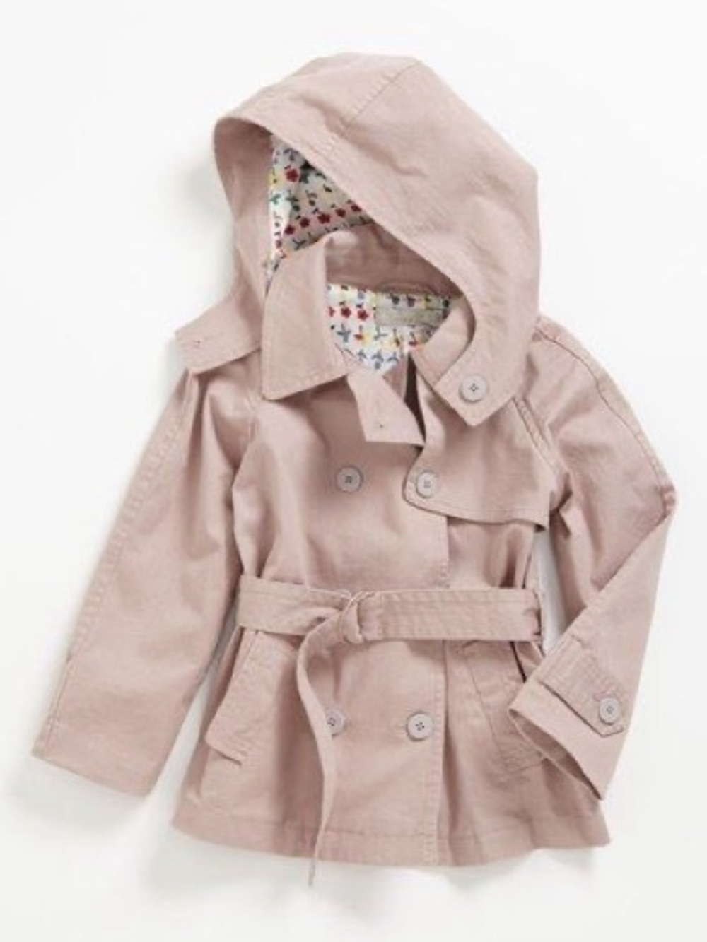 Stella McCartney Kids Pale Pink Hooded (zip off) Trench Raincoat with Belt